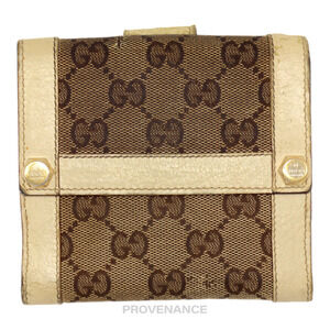 🔴 Gucci Trifold Wallet - GG Canvas White
